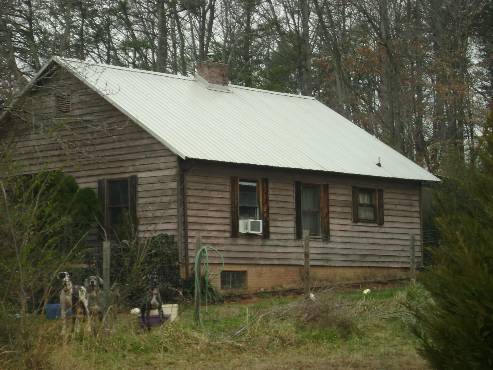 White metal roof on an old wood sided farmhouse, from a Asphalt Shingle Roof Repair job in Elyria